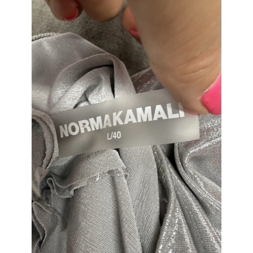 Norma Kamali Metallic Stretch Lamé Open Back Maxi Mermaid Gown Silver Large - Picture 13 of 14